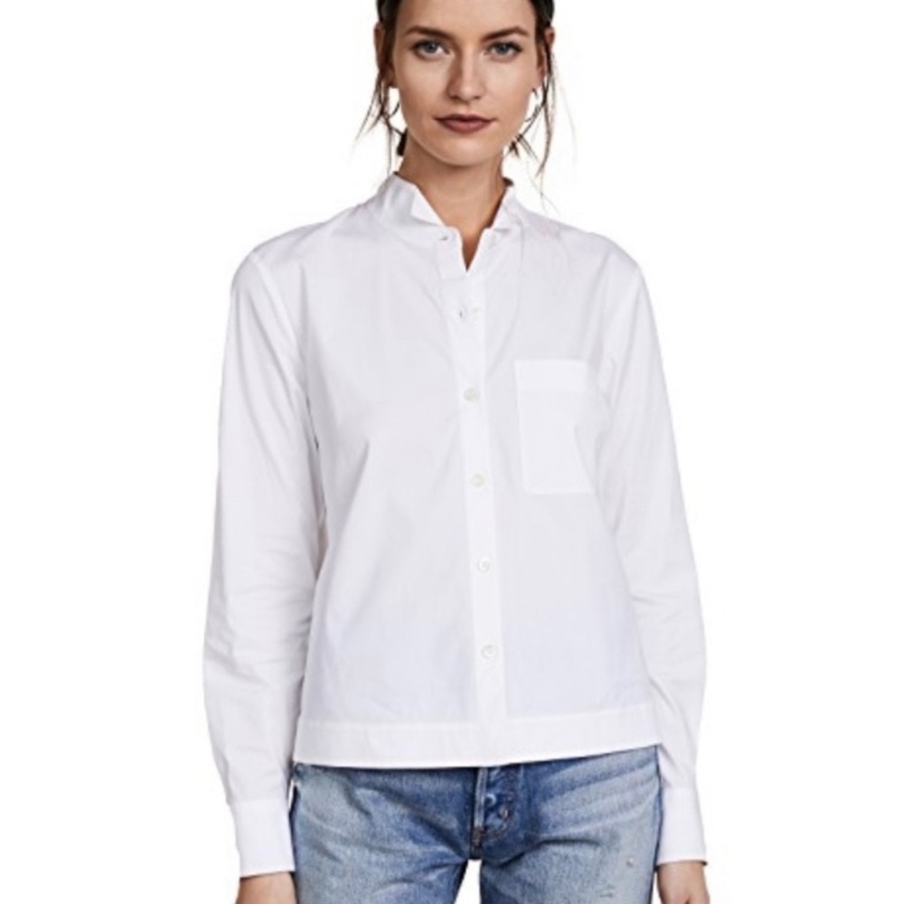 Theory boy shirt white w blue pinstripe collared